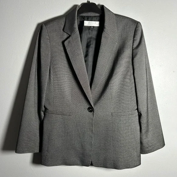 Tahari Arthur S. Levine Womens Gray 1 Button Blazer Pant Suit Set Size 10 - Picture 1 of 14